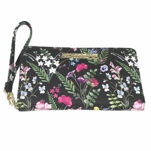 Betsey Johnson Floral Z/A Wallet, Black, Pink